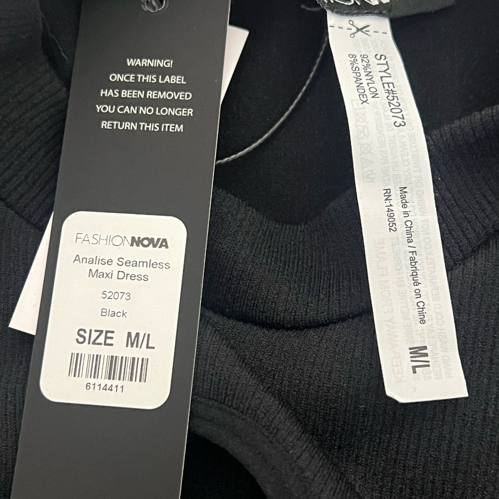 Fashion Nova Analise Seamless Black Cutout Bodycon Maxi Dress Size M/L NWT - Picture 6 of 6